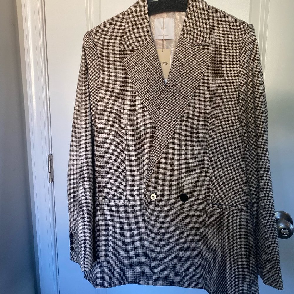 Mango NWT Houndstooth Wool-Blend Blazer